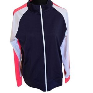 Under Armour Womens Midlayer Full Zip Navy Coral Jacket Size Large